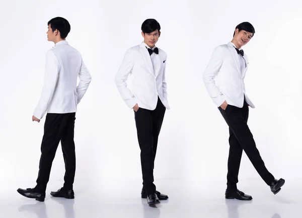 Collage Group Full Length Figure Snap 20S Asian Man Black — Stockfoto