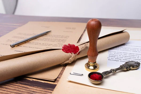 Lastwill Inheritance Document Contract Approved Lawyer Seal Wax Stamp Approval — Foto Stock