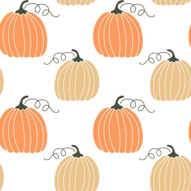 Renkli balkabaklarının kusursuz deseni. Düz stil. Vektör illüstrasyonu.