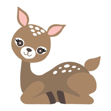 Beyaz arka planda Fawn karakteri. Düz stil. Vektör illüstrasyonu.