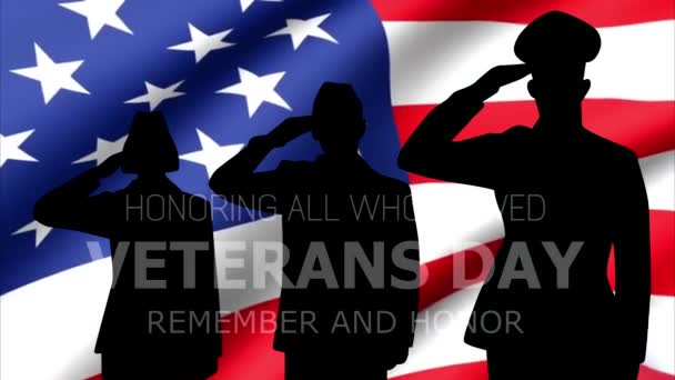 退役軍人の日は 米軍で勤務した男性と女性を祝うための米国の休日です 退役軍人の日は11月の第2月曜日になり 連邦政府の休日と州全体の休日に指定されています — ストック動画