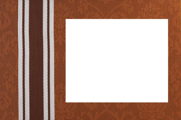 Brauner Stoffhintergrund Mit Monogrammmuster Und Weißer Mitte — Stockfoto