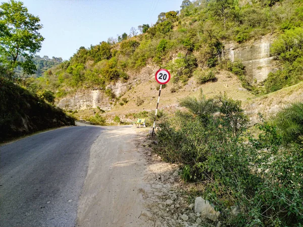 Limite Velocidade Placa Sinal Perto Palampur Place Himachal Pradesh Índia — Fotografia de Stock