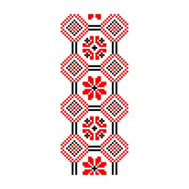 Pikselleştirilmiş desen Vyshyvanka Geleneksel Etnik Ukrayna Kusursuz Slav Şablonu süslemesi