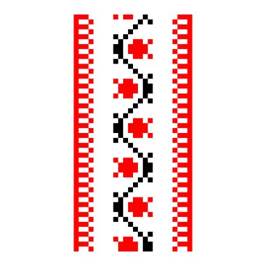 Pikselleştirilmiş desen Vyshyvanka Geleneksel Etnik Ukrayna Kusursuz Slav Şablonu süslemesi