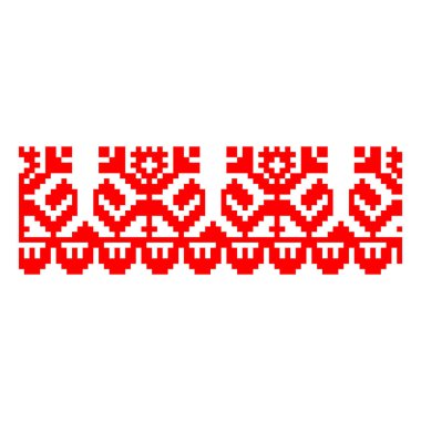 Pikselleştirilmiş desenli Vyshyvanka Geleneksel Ukrayna Desensiz Slav süsü ve nakış