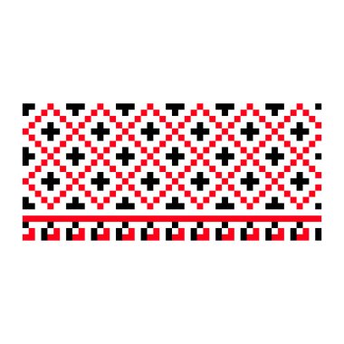 Pikselleştirilmiş desen Vyshyvanka Geleneksel Etnik Ukrayna Kusursuz Slav Şablonu süslemesi