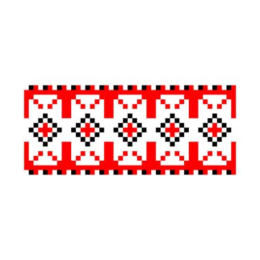 Pikselleştirilmiş desen Vyshyvanka Geleneksel Etnik Ukrayna Kusursuz Slav Şablonu süslemesi