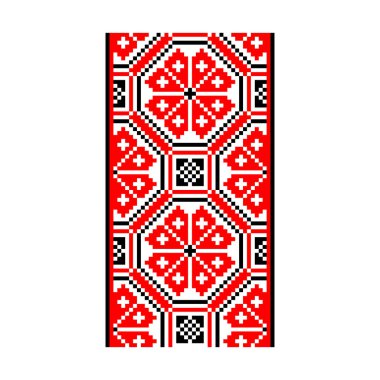 Pikselleştirilmiş desen Vyshyvanka Geleneksel Etnik Ukrayna Kusursuz Slav Şablonu süslemesi
