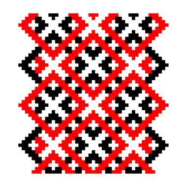 Pikselleştirilmiş desen Vyshyvanka Geleneksel Etnik Ukrayna Kusursuz Slav Şablonu süslemesi