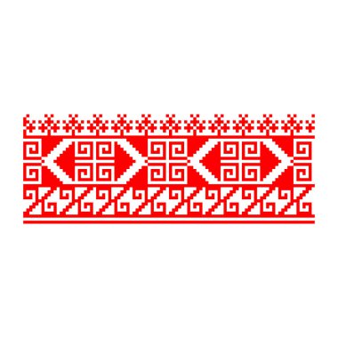 Pikselleştirilmiş desen Vyshyvanka Geleneksel Etnik Ukrayna Kusursuz Slav Şablonu süslemesi