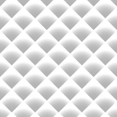 Eşkenar dörtgen vektör dikişsiz siyah ve beyaz benekli yarım ton gradyan Rhombus deseninde daire elementlerinin yarısı. Soyut Geometrik Arkaplan Tasarımı. Grafik dokusu