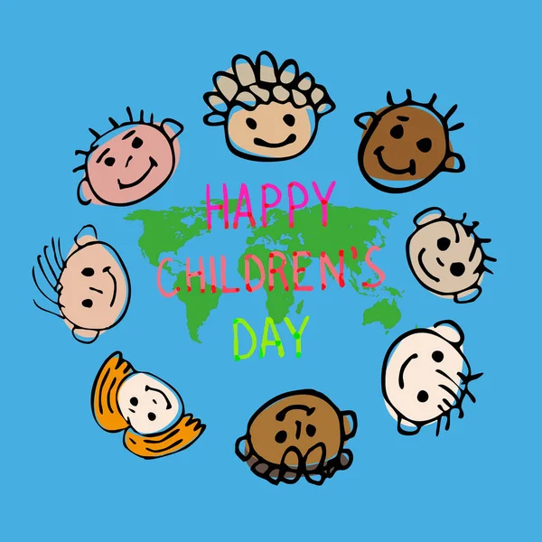 International Holiday Happy Children Day Vector Logo Template Pencil Doodles — Stock Vector