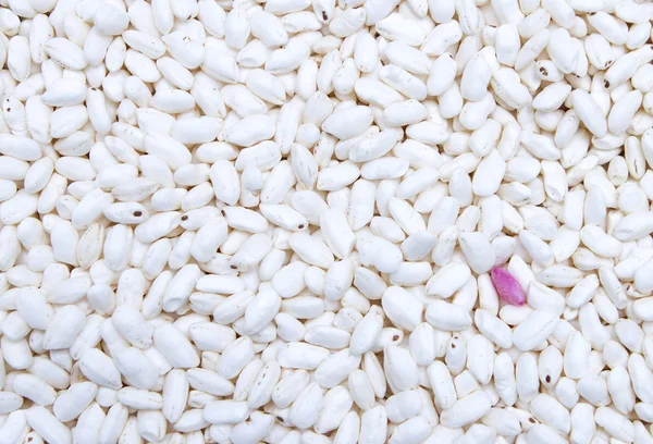 Puffed rice with one pink piece  as a background. — Stock Photo, Image