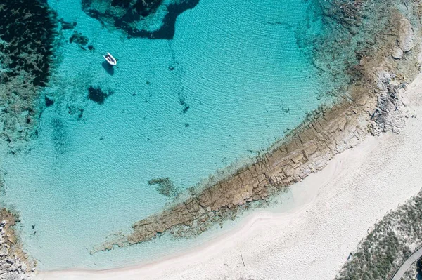 Sunny Beach Day Bay Türkiz Tenger Paradicsom Hely Drón — Stock Fotó