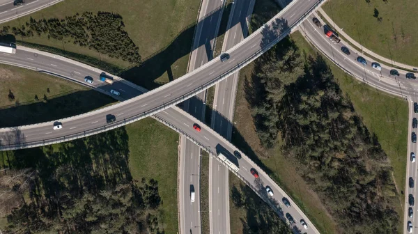 Highway Multilevel Junction Interchange Crossing Road Rush Hour — Stockfoto