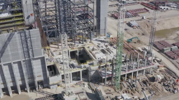 Usina Energia Waste Energy Construction Site Com Equipamentos Andaimes Guindastes — Vídeo de Stock