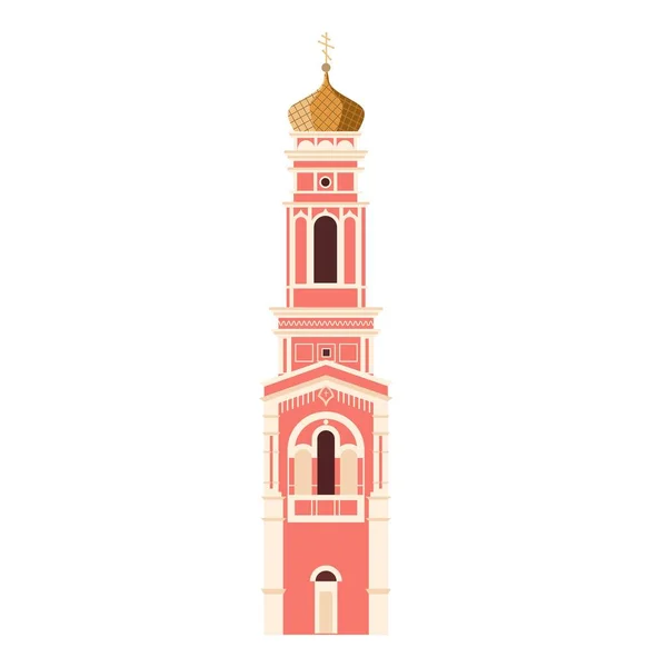 Isolate illustration of Orthodox Church Bell tower. Russian Cathedral. Flat style — Stock Vector