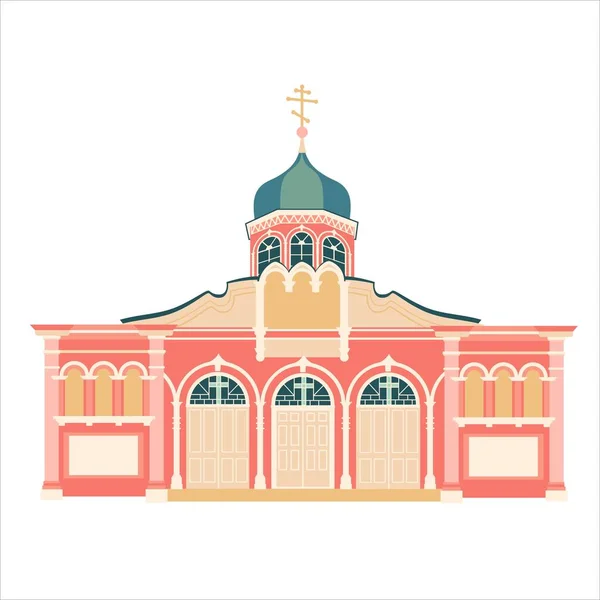 Illustrazione isolata della Chiesa ortodossa. Cattedrale russa. Stile piatto — Vettoriale Stock