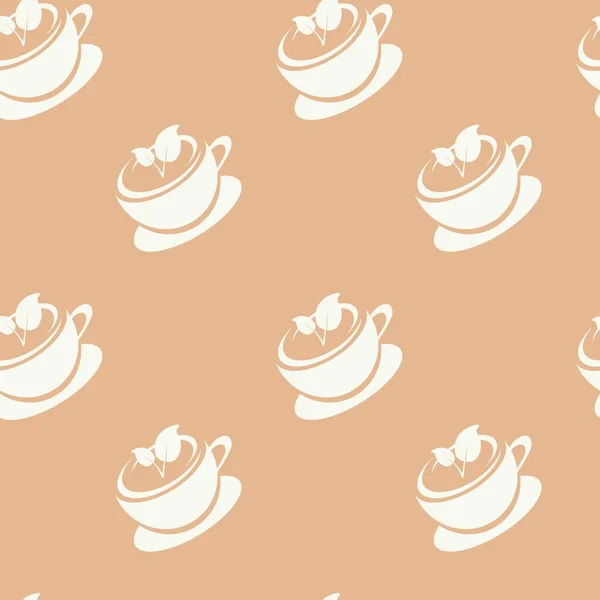 Seamless pattern of cup icon, coffee or tea mug, for wrapping paper, wallpaper, fabric pattern, backdrop, print, gift wrap, cover of notebook, envelope — Stock Vector