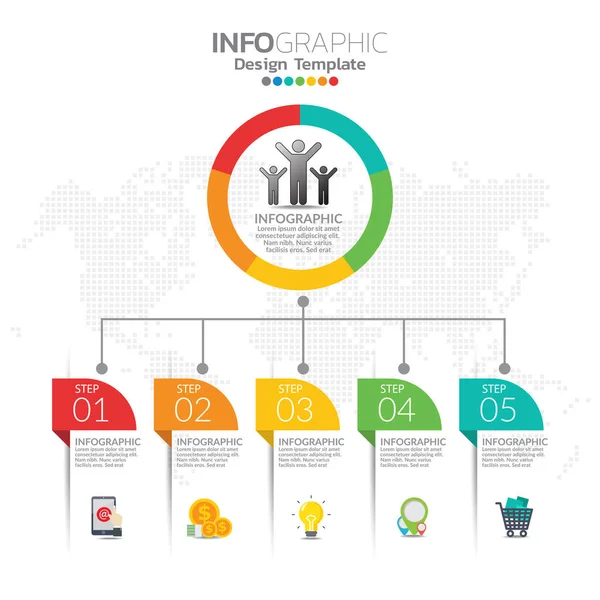 Ilustración Del Concepto Infográfico Seo Infografías Con Plantilla Diseño Negocio — Vector de stock