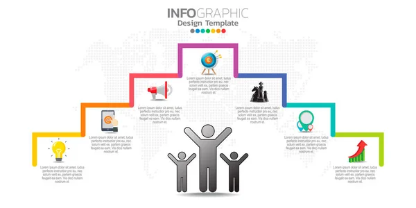 Infographics Για Την Επιχειρηματική Ιδέα Εικονίδια Και Επιλογές Βήματα — Διανυσματικό Αρχείο