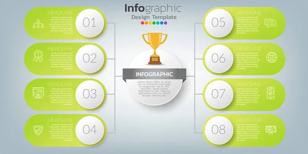 Zeitleiste Infografik Vorlage Mit Symbolen Erfolgskonzept — Stockvektor