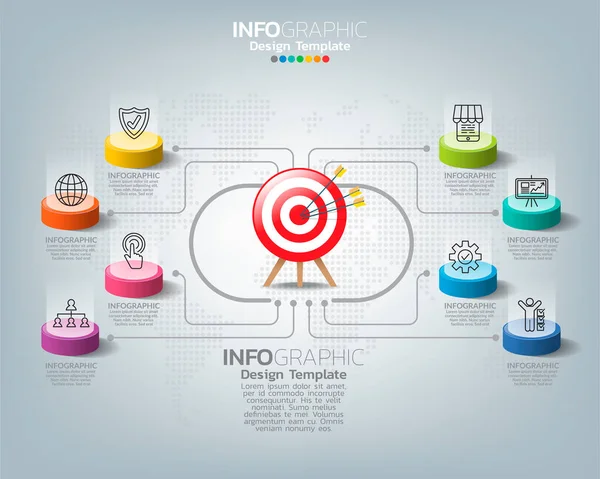 Инфографический Шаблон Концепцией Иконок Цифрового Маркетинга — стоковый вектор