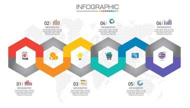 Infographic chart with business concept, 6 options can be used for business concept with 6 steps.