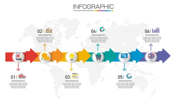Infographic chart with business concept, 6 options can be used for business concept with 6 steps.
