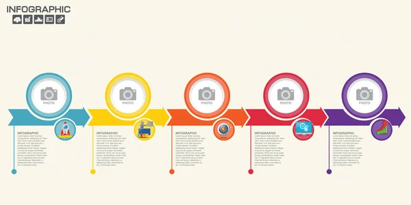 Infographic ok tasarımı verileriniz için 9 basamaklı şablon. Vektör illüstrasyonu.