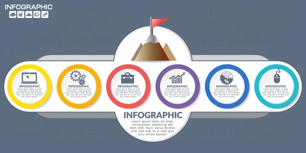 Infographic ok tasarımı verileriniz için 9 basamaklı şablon. Vektör illüstrasyonu.