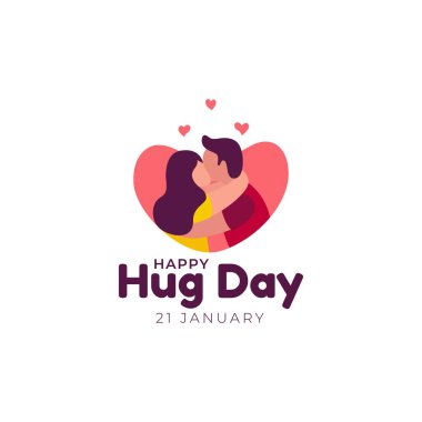 Hug love icon logo flat vector design template. Happy hug day flat vector design for greeting card, poster, invitation.