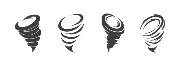 Conjunto Negro Tornado Icono Logotipo Diseño Vectorial Resumen Huracán Concepto — Vector de stock