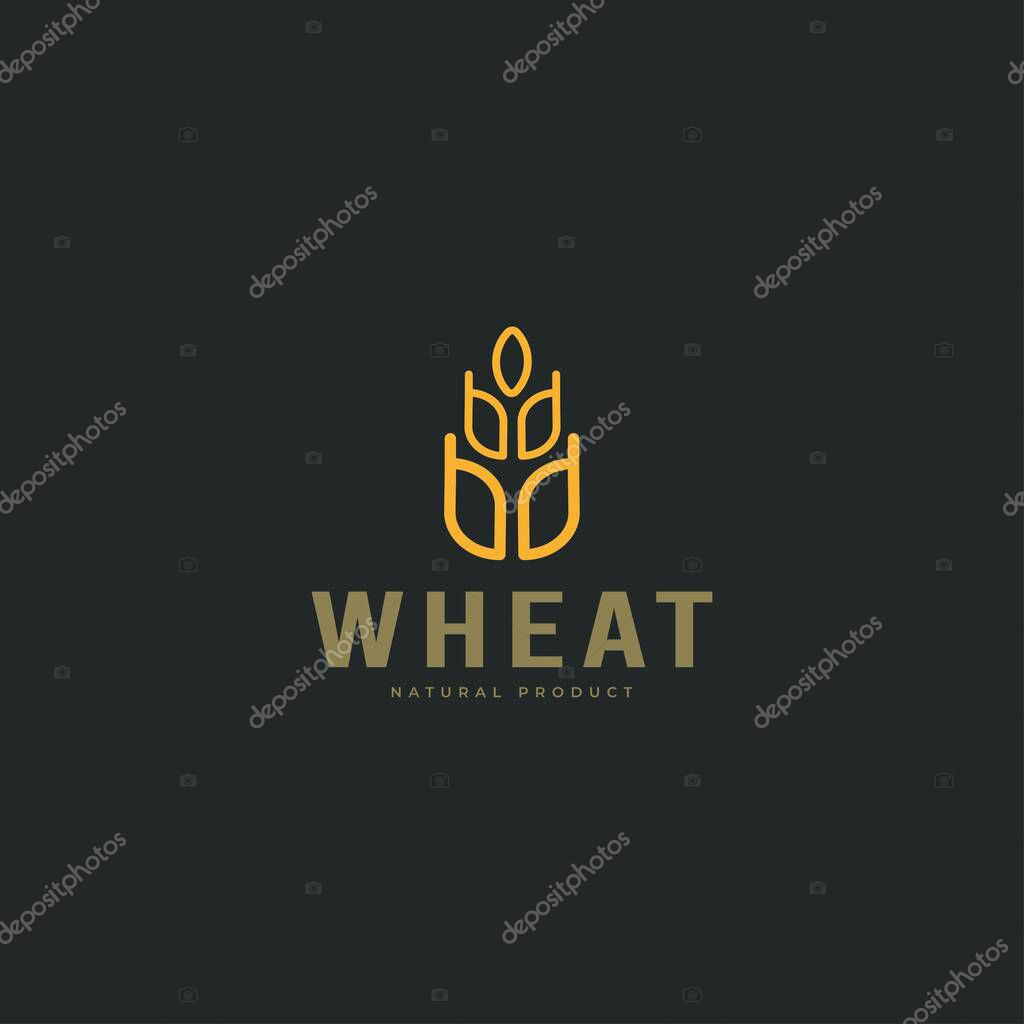 Luxury Wheat / grain icon logo vector design. Simple logo for farm, pastry, bakery or food product.