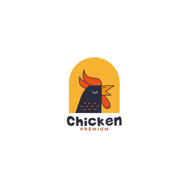 鸡头图标矢量设计模板与卡通复古风格 用于快餐馆 厨房或公司业务的公鸡吉祥物标识向量概念 — 图库矢量图片