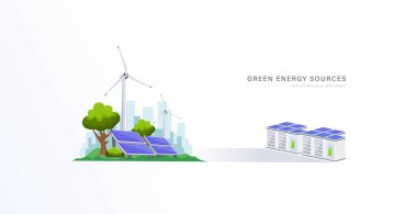 Çevre dostu, sürdürülebilir kalkınma ve temiz toprak çevresi için yeşil enerji santrali tasarımı.
