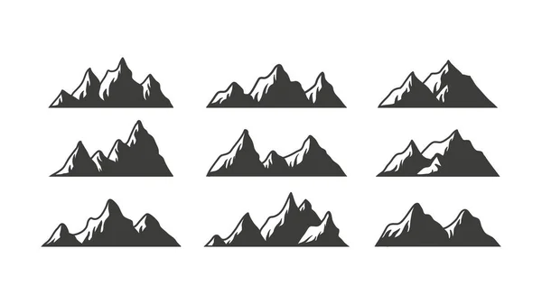 Маунтін Значок Логотип Векторні Ілюстрації Зовнішнього Спортивного Графічного Дизайну Набір — стоковий вектор