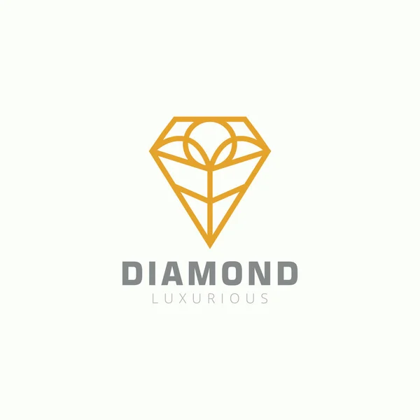 Diamond Icon Logo Vektor Design Mit Luxus Linie Art Stil — Stockvektor