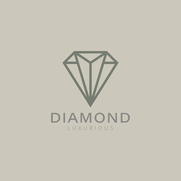 Diamond Icon Logo Vektor Design Mit Luxus Linie Art Stil — Stockvektor