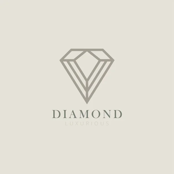 Diamond Icon Logo Vektor Design Mit Luxus Linie Art Stil — Stockvektor