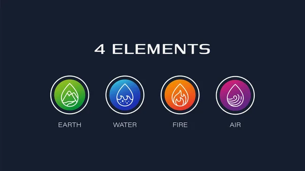 Vier Elemente Natur Symbol Logo Vektor Abstraktes Gestaltungskonzept Für Wind — Stockvektor
