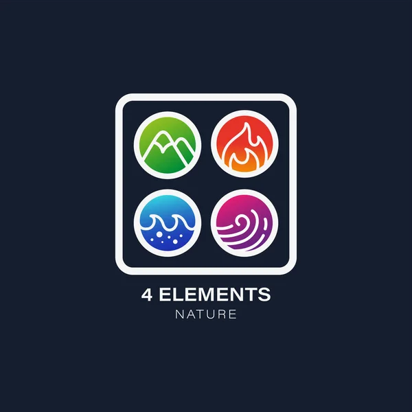 Logotipo Natural De Quatro Elementos Fogo, água, Vento Do Ar E