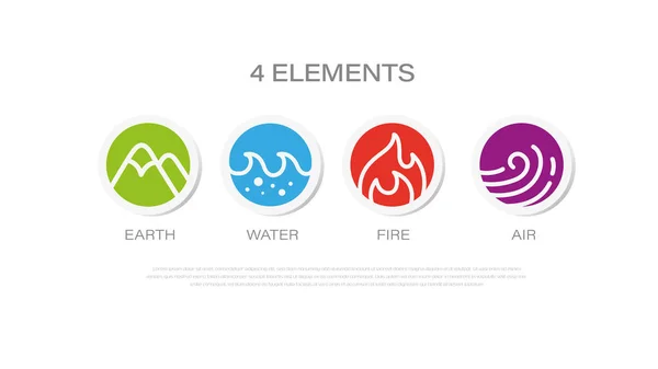 Vier Elemente Natur Symbol Logo Vektor Abstrakter Wind Luft Feuer — Stockvektor