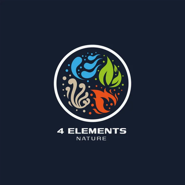 Vector Logotipo Icono Naturaleza Cuatro Elementos Resumen Viento Aire Fuego — Vector de stock