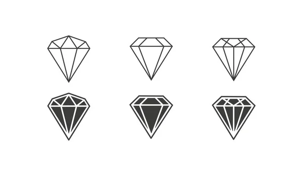 Uppsättning Diamond Ikonen Logotyp Vektor Design Koncept Crystal Svart Illustration — Stock vektor