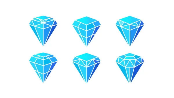 Conjunto Diamante Logotipo Ícone Pedra Preciosa Cor Gradiente Luxo Beleza —  Vetores de Stock