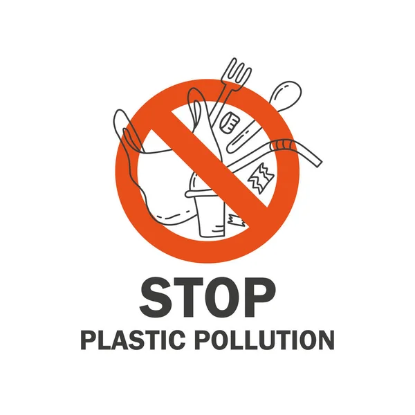 Keine Kunststoffverschmutzung Symbol Logo Vektor Geeignet Für Umwelt Kampagne Ökologische — Stockvektor