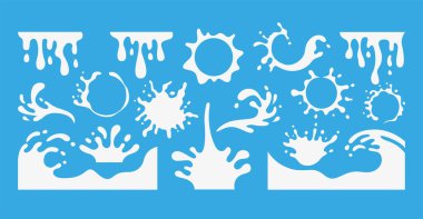 Süt sıçrama ve yoğurt sıvı damla çeşitli şekil vektör tasarımı