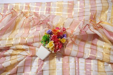 women Multi Colour Dupatta Isolated on White Background